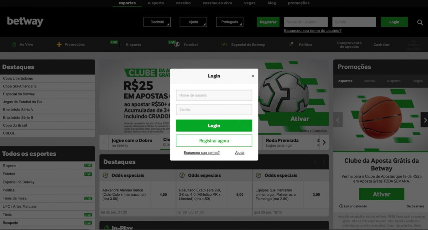 Instructions pour Betway login