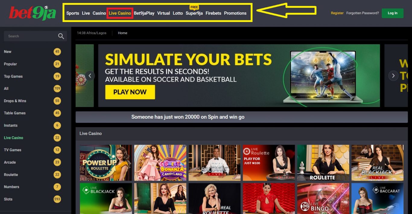 Exploration de l'interface utilisateur de Bet9ja